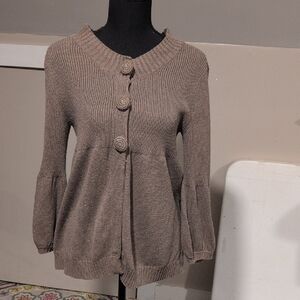 Aphorism Taupe Cardigan with Button Accents